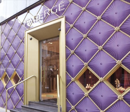 Wild Goose Carvings is proud to supply the prestigious hand carvings that enhance the facade of the new Fabergé shop in the heart of London’s Mayfair, as pictured above. The remarkable detailing of our hand carved rope twist moulding, (product code AS526) and Classical Patera ( Product code PN931) is picked out in gold on patterned lilac panels referencing the guilloches and enamel techniques used by Fabergé in creating its signature piece egg designs.